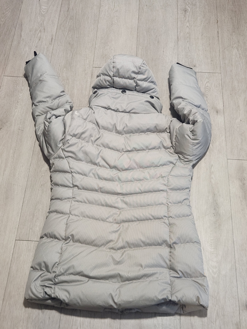 Lolë Down Parka Jacket Large Houndstooth Hooded Winter Puffer Coat Lole - Picture 11 of 11